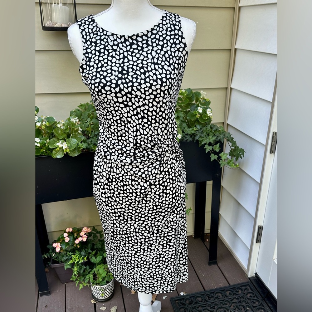 Silk Pure Collection dress black and white with rouching.